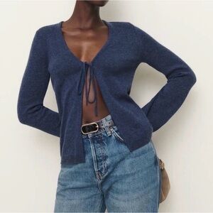 Reformation Cassia Cashmere Blue Sweater